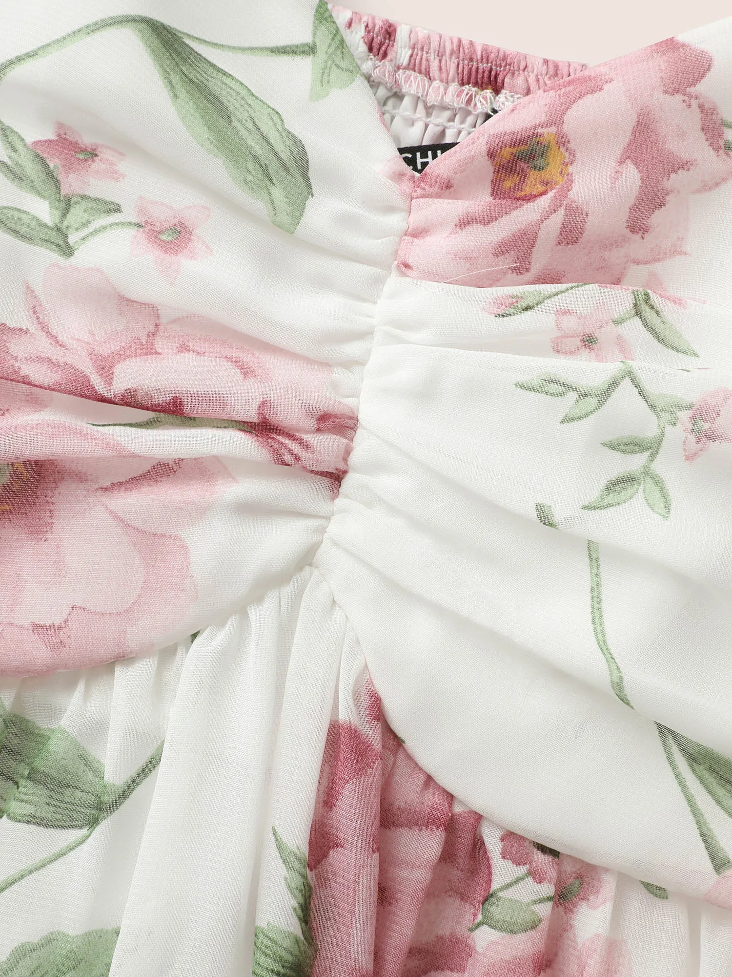 Floral Mesh Ruched Adjustable Straps Dress sold by Bloomchic product image thumbnail 5