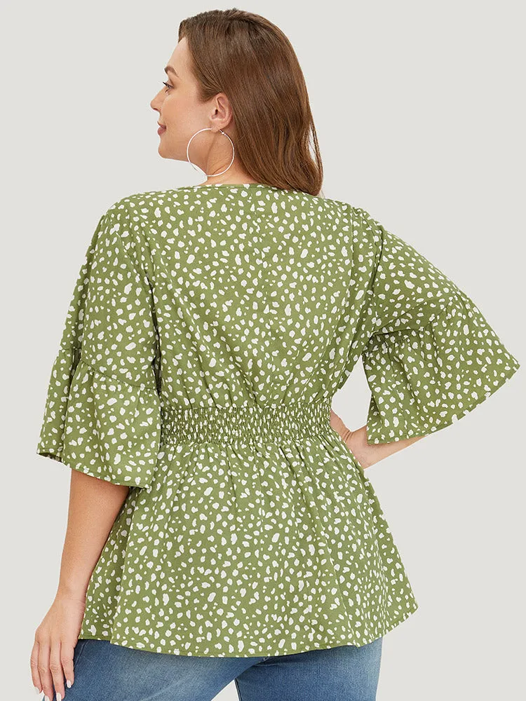 Leopard Print Bell Sleeve Shirred Blouse sold by Bloomchic product image thumbnail 5