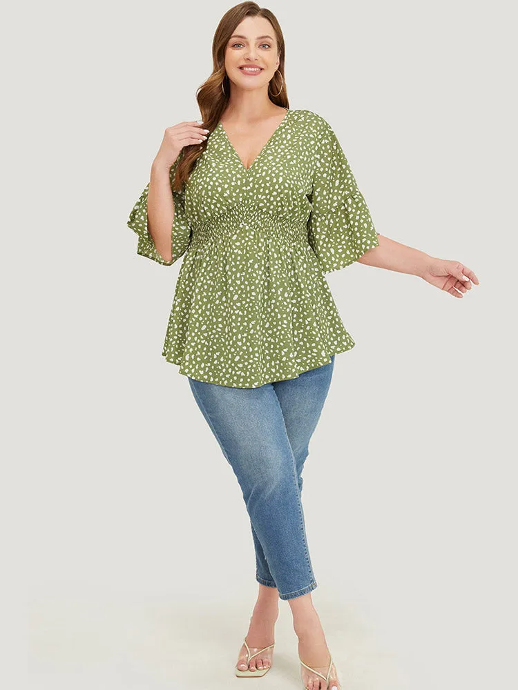 Leopard Print Bell Sleeve Shirred Blouse sold by Bloomchic product image thumbnail 4