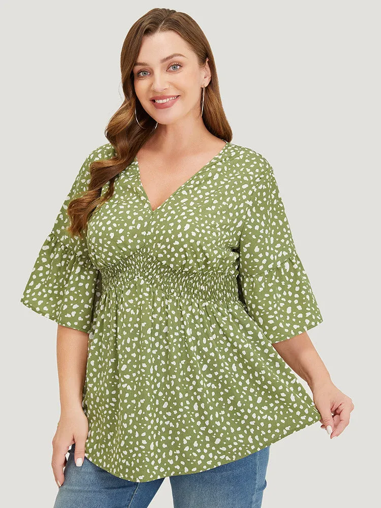 Leopard Print Bell Sleeve Shirred Blouse sold by Bloomchic product image thumbnail 3