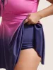 Ombre Contrast Ruched Lace Up Swim Dress sold by Bloomchic