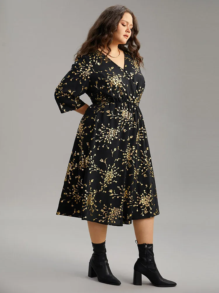 Floral Glitter Pocket Gathered Detail Dress sold by Bloomchic product image thumbnail 2