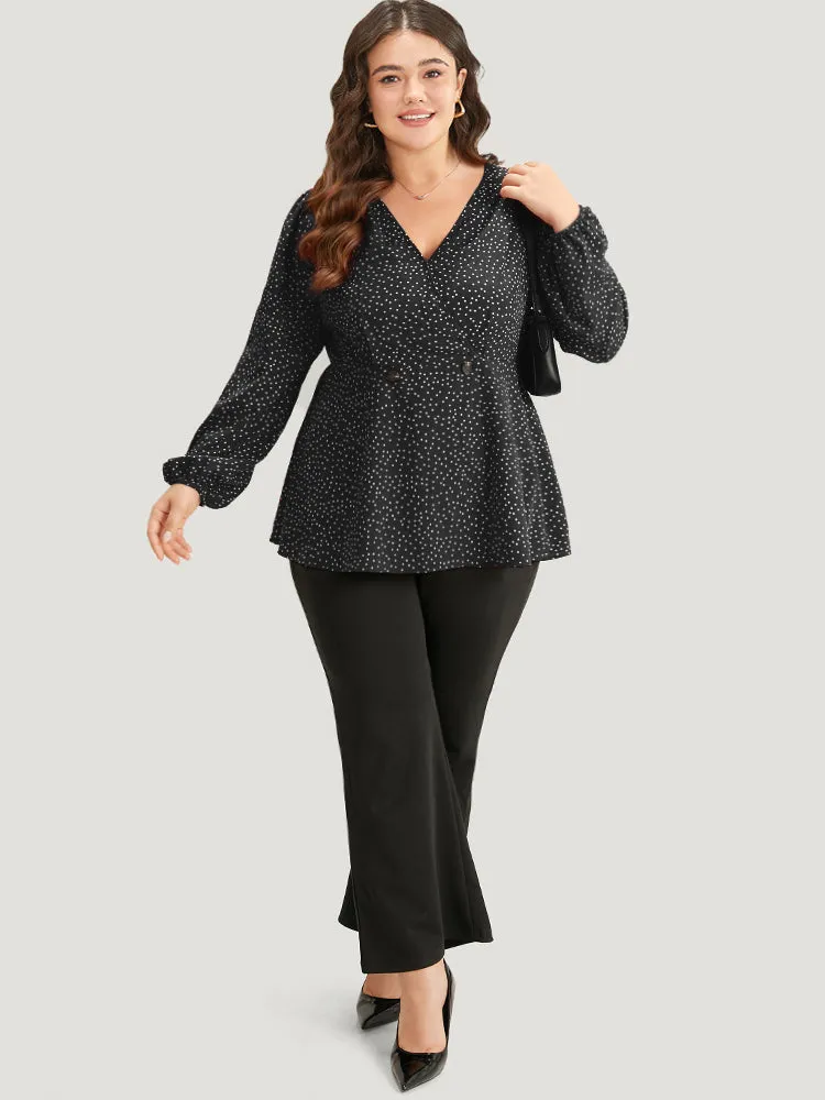 Polka Dot V Neck Gathered Button Detail Blouse sold by Bloomchic product image thumbnail 3