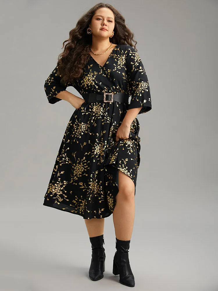 Floral Glitter Pocket Gathered Detail Dress sold by Bloomchic product image thumbnail 3