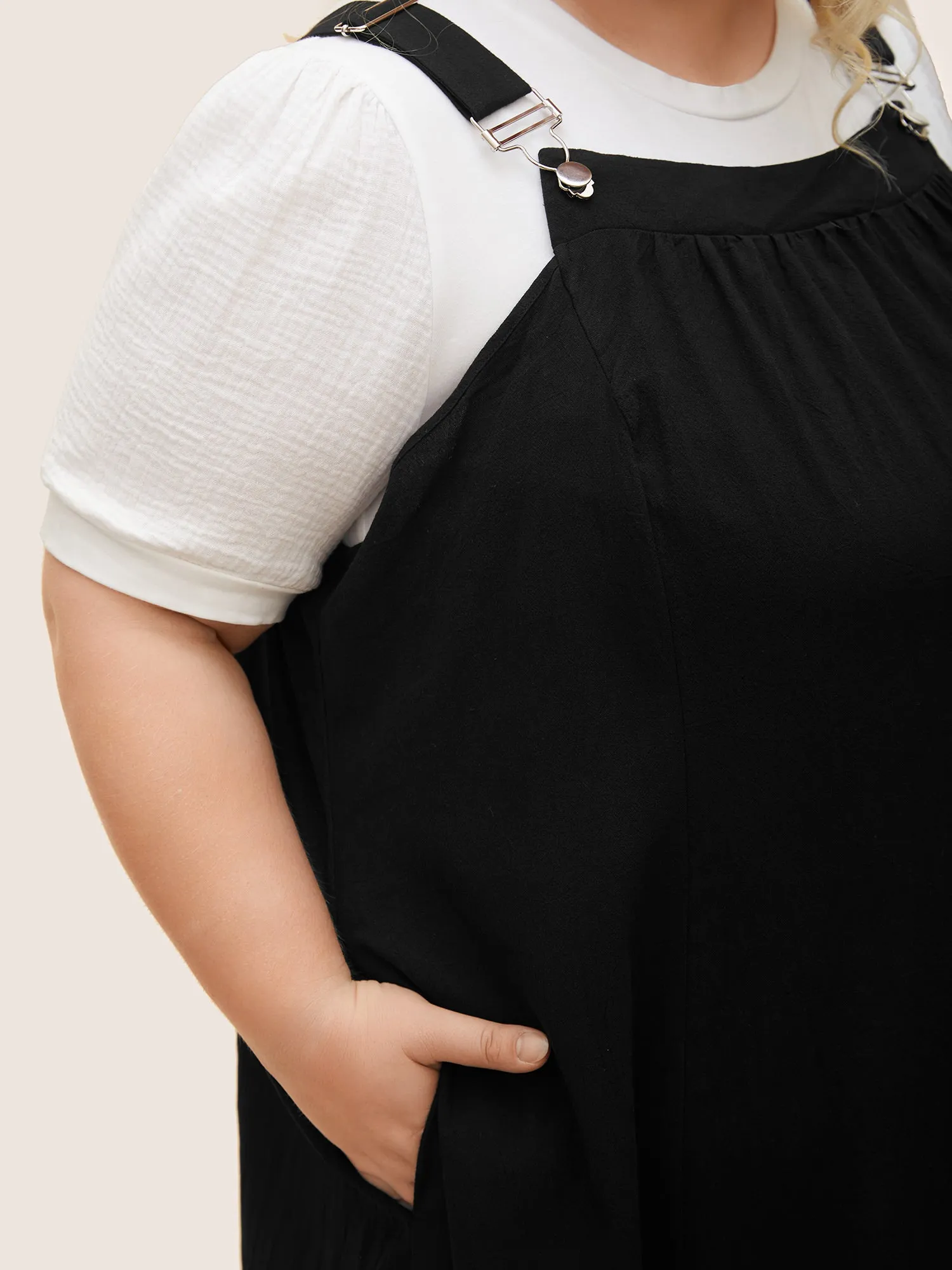 Cotton Solid Adjustable Straps Pocket Midi Dress sold by Bloomchic product image thumbnail 5