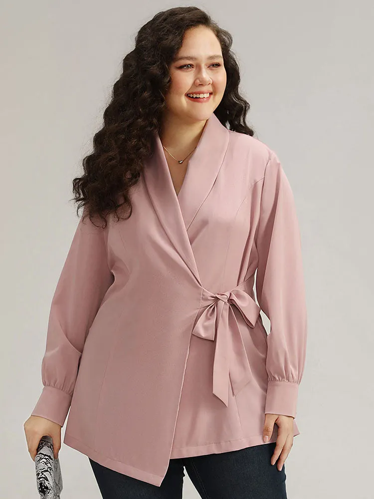 Plain Lapel Collar Asymmetrical Knot Blazer sold by Bloomchic product image thumbnail 4