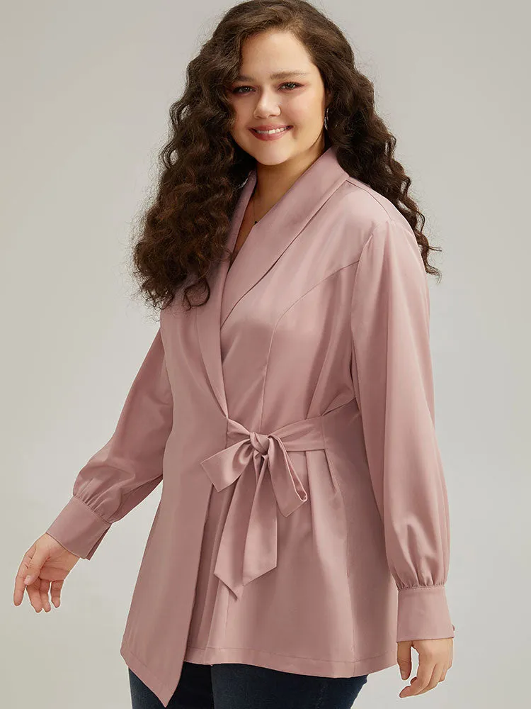 Plain Lapel Collar Asymmetrical Knot Blazer sold by Bloomchic product image thumbnail 2