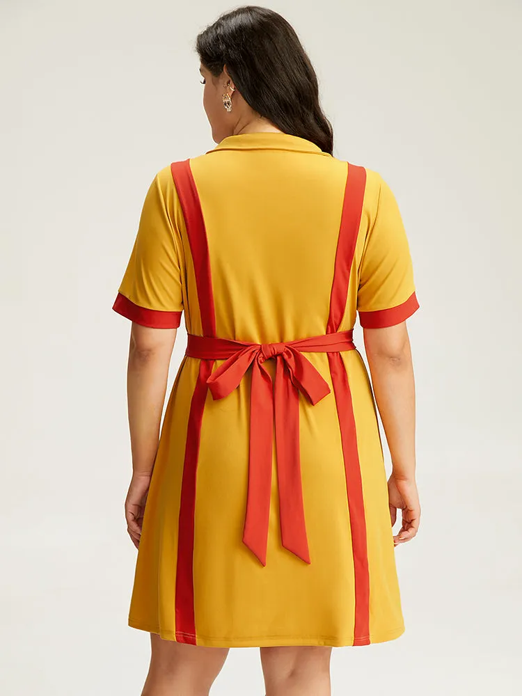 Halloween Broke Girls Contrast Patchwork Zipper Ties Dress sold by Bloomchic product image thumbnail 3
