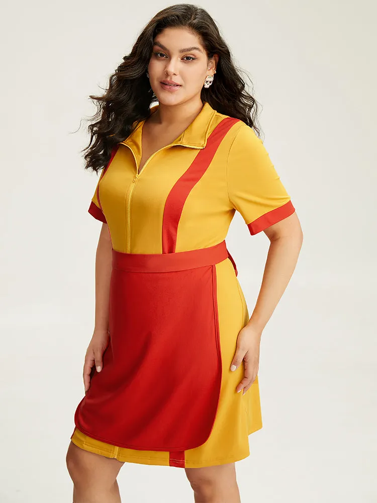 Halloween Broke Girls Contrast Patchwork Zipper Ties Dress sold by Bloomchic product image thumbnail 4