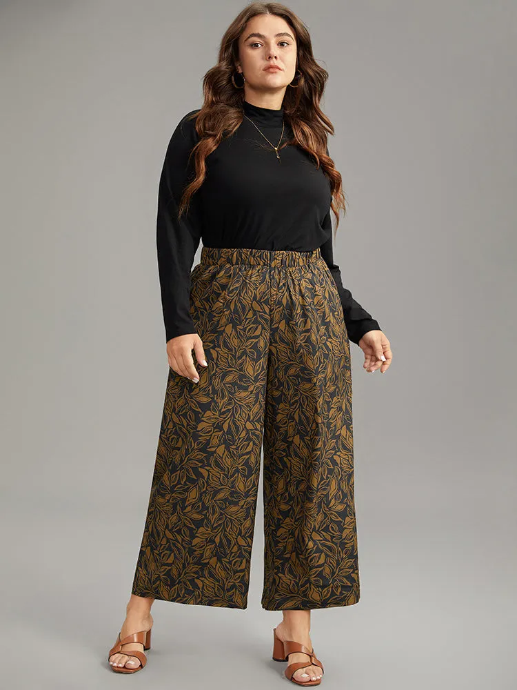 Silhouette Floral Print Elastic Waist Wide Leg Pants sold by Bloomchic product image thumbnail 4