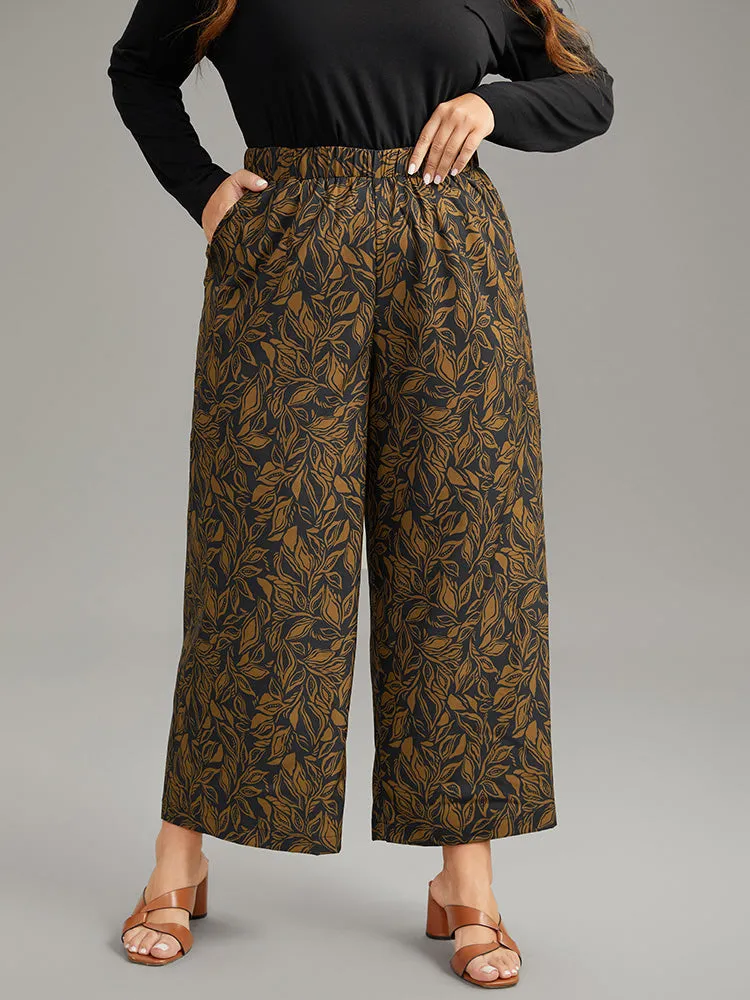 Silhouette Floral Print Elastic Waist Wide Leg Pants sold by Bloomchic