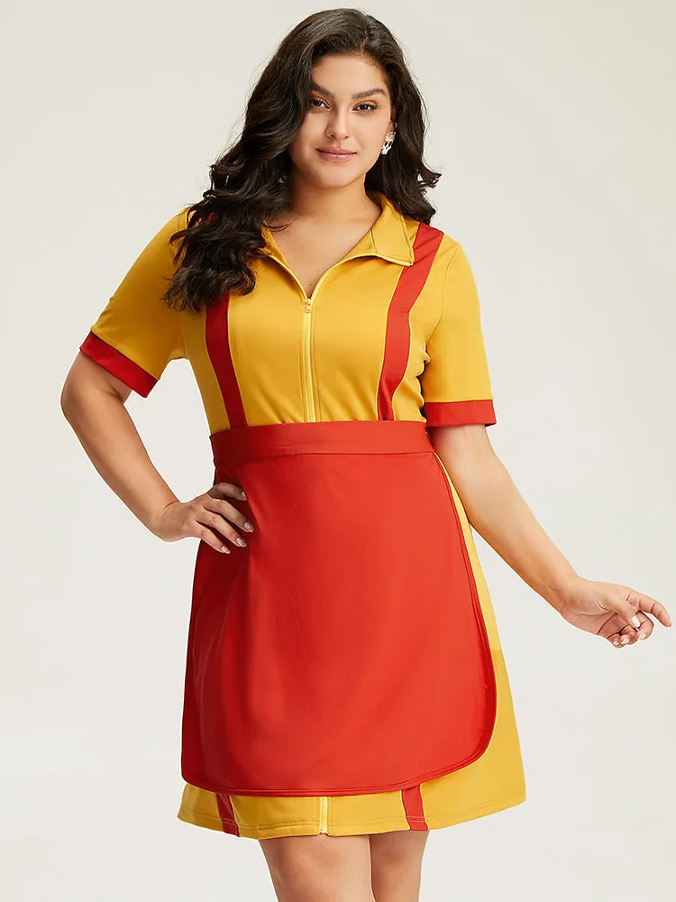 Halloween Broke Girls Contrast Patchwork Zipper Ties Dress sold by Bloomchic product image thumbnail 2