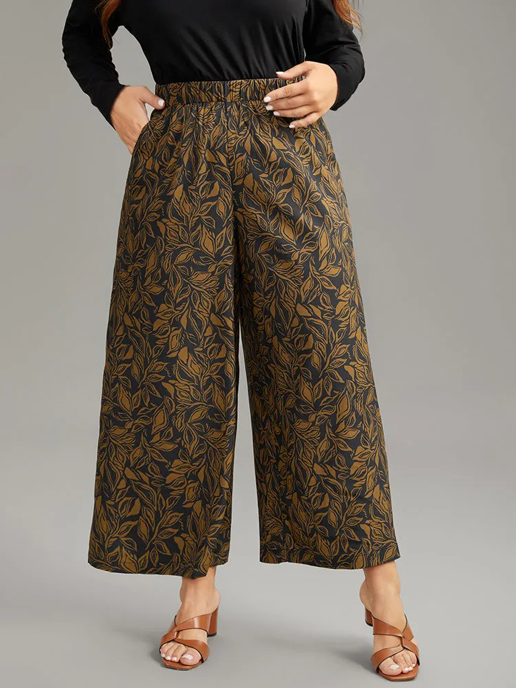 Silhouette Floral Print Elastic Waist Wide Leg Pants sold by Bloomchic product image thumbnail 5