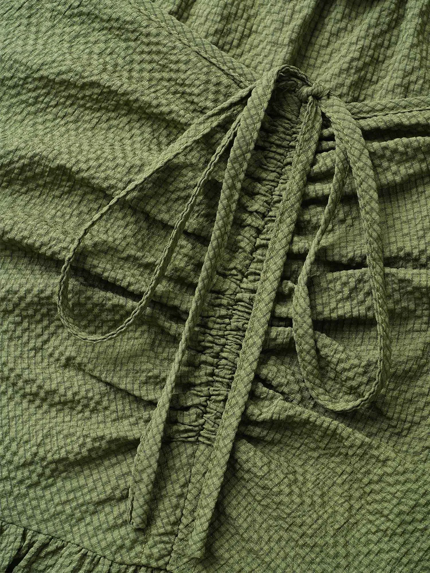 Textured Drawstring Ruffle Layered Hem Dress sold by Bloomchic product image thumbnail 5