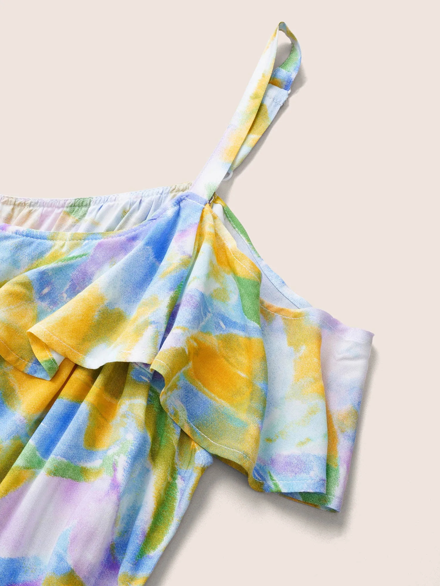 Rayon Pixel Flower Print Ruffles Pocket Dress sold by Bloomchic product image thumbnail 5