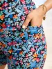 Contrast Floral Side Pocket High Rise Swim Bottom sold by Bloomchic