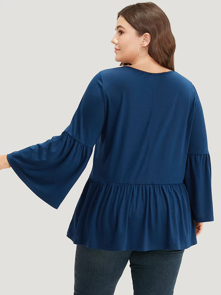 Floral Embroidered Bell Sleeve Crew Neck T-shirt sold by Bloomchic product image thumbnail 2