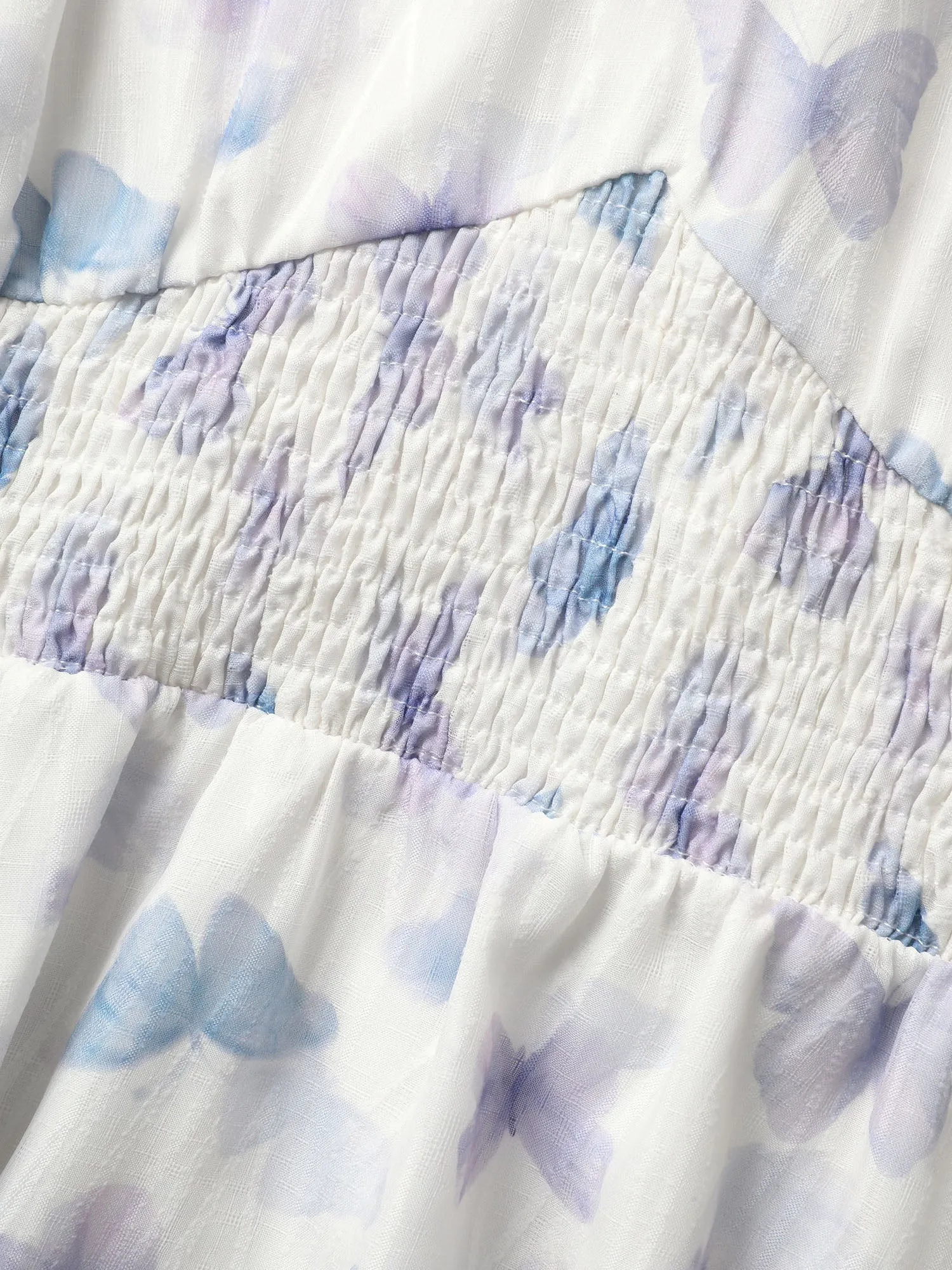 V Neck Butterfly Tiered Ruffles Shirred Blouse sold by Bloomchic product image thumbnail 5