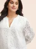 Notched Broderie Anglaise Lantern Sleeve Blouse sold by Bloomchic