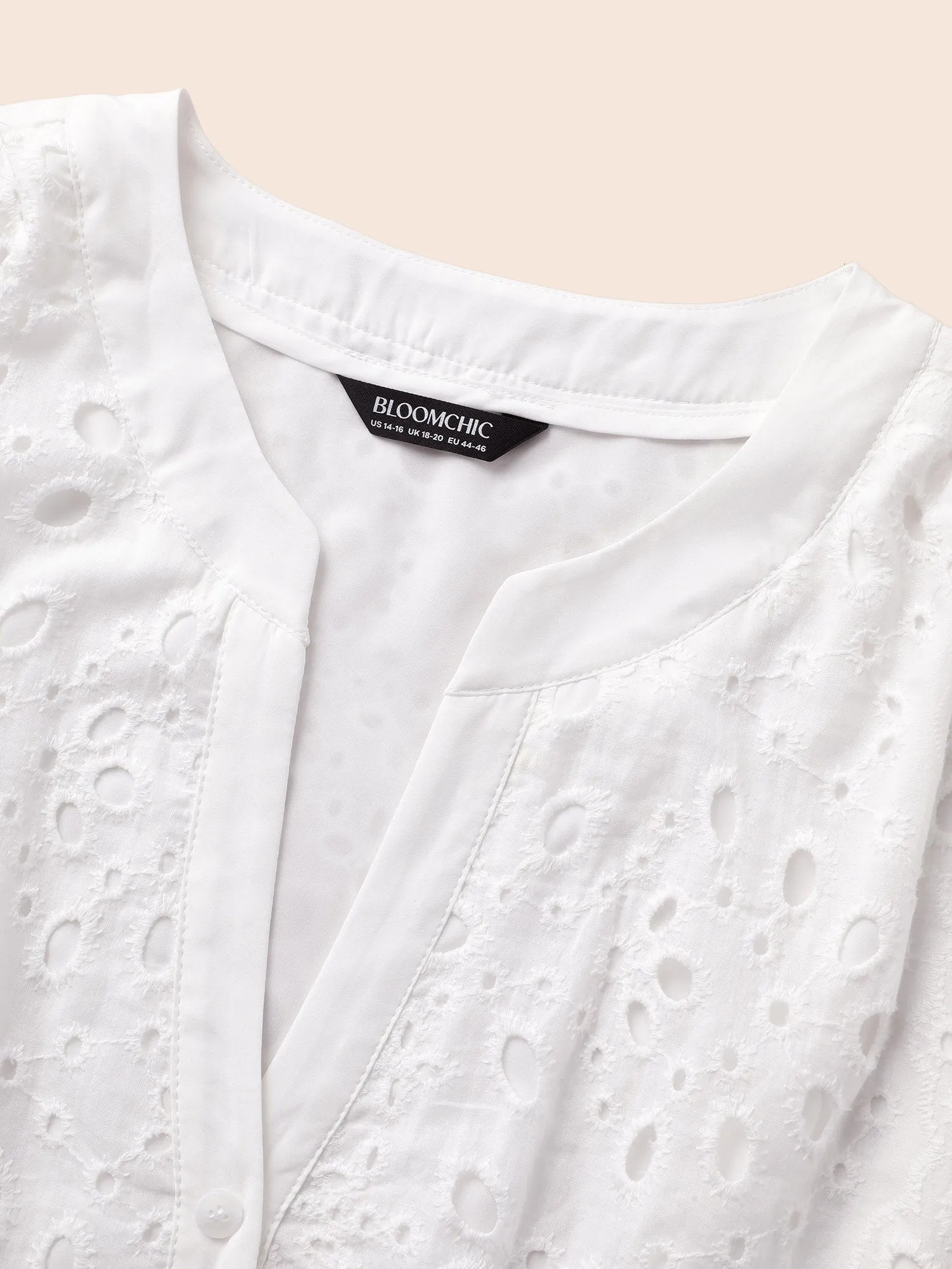 Notched Broderie Anglaise Lantern Sleeve Blouse sold by Bloomchic product image thumbnail 5