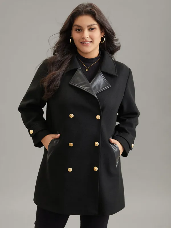 PU Patchwork Pocket Double Breasted Jacket sold by Bloomchic