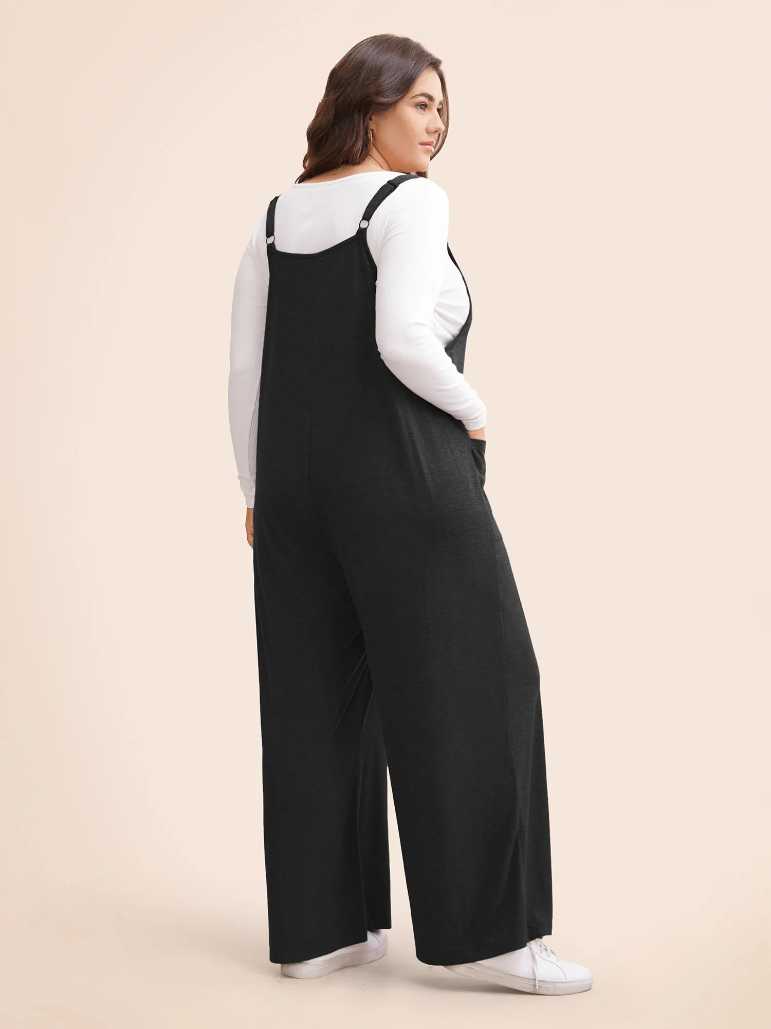 Supersoft Essentials Solid Patched Pocket Overall Cami Jumpsuit sold by Bloomchic product image thumbnail 4