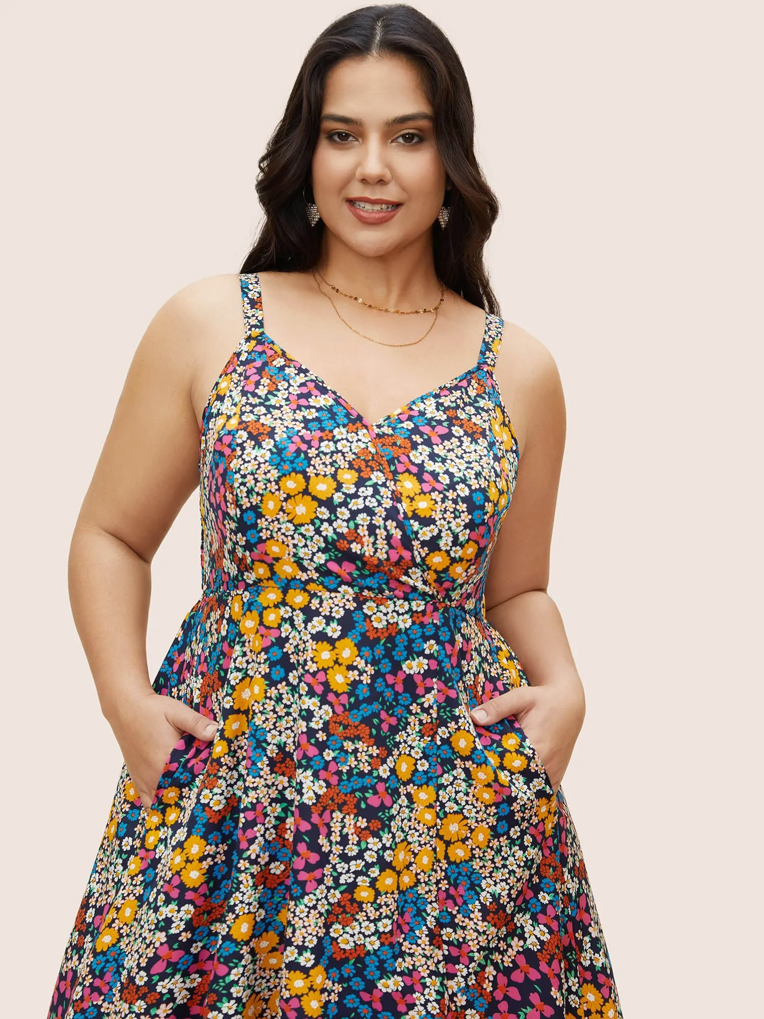 Ditsy Floral Shirred Pocket Cami Dress sold by Bloomchic product image thumbnail 4