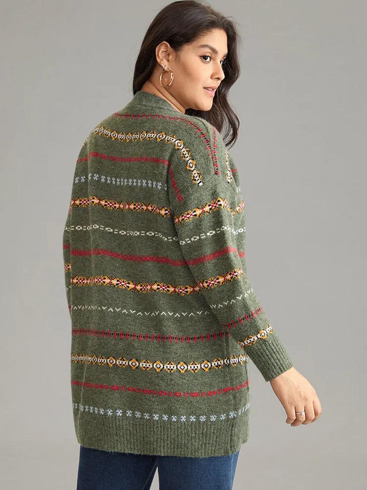 Anti-Pilling Contrast Striped Button Up Cardigan sold by Bloomchic product image thumbnail 2