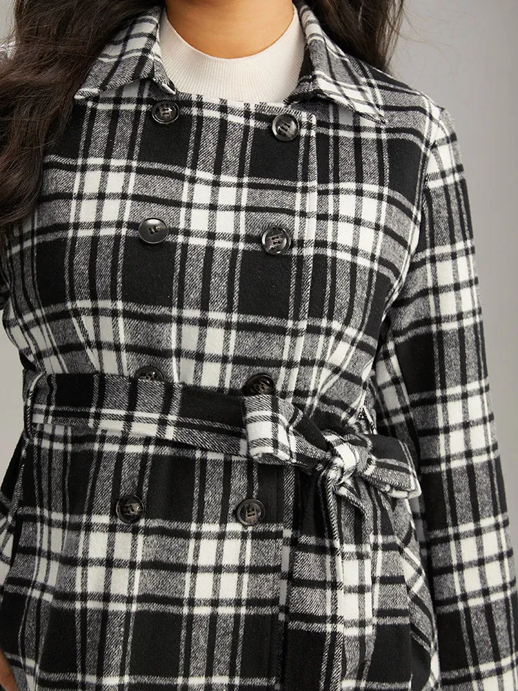 Plaid Belted Pocket Double Breasted Coat sold by Bloomchic product image thumbnail 4