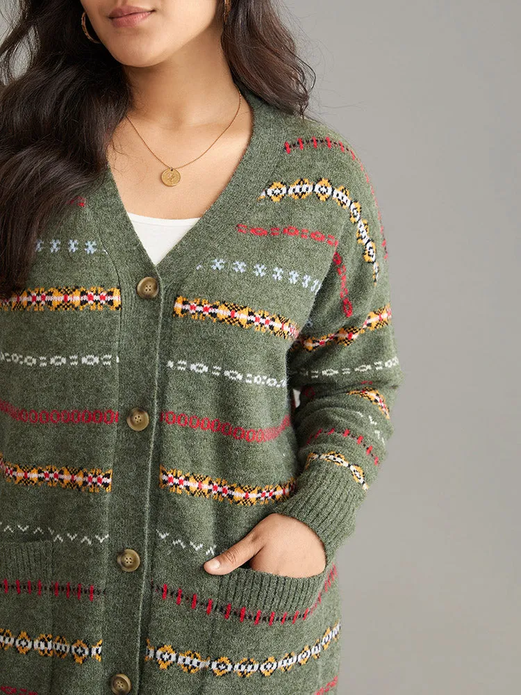 Anti-Pilling Contrast Striped Button Up Cardigan sold by Bloomchic product image thumbnail 4