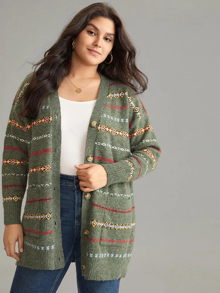 Anti-Pilling Contrast Striped Button Up Cardigan sold by Bloomchic