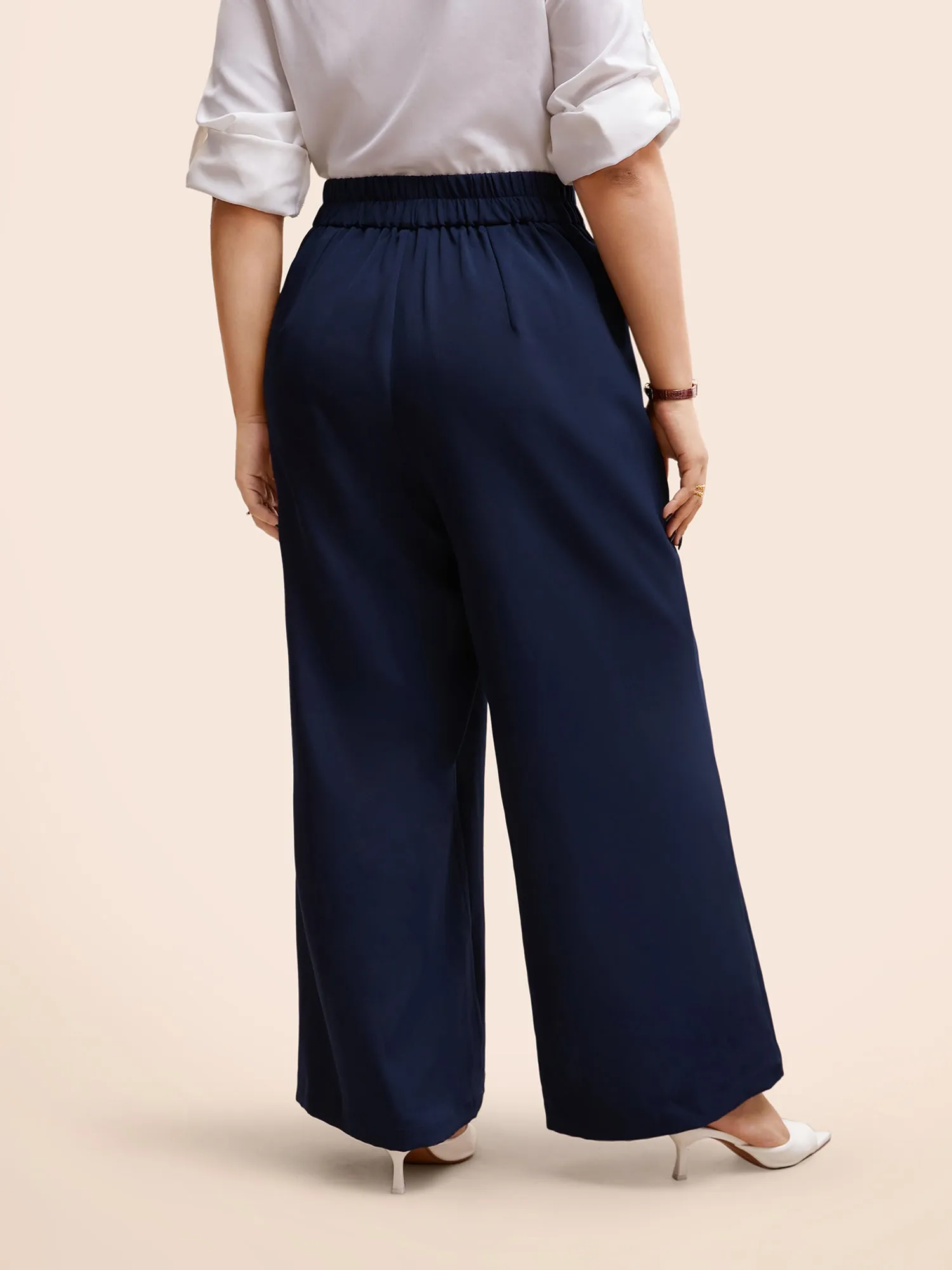 Stretch Woven Metal Buckle Wide Leg Pants sold by Bloomchic product image thumbnail 2