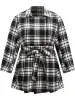 Plaid Belted Pocket Double Breasted Coat sold by Bloomchic