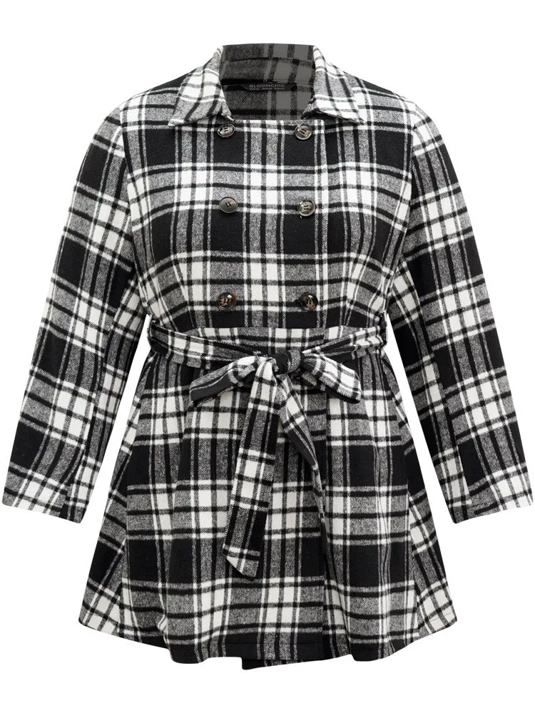 Plaid Belted Pocket Double Breasted Coat sold by Bloomchic product image thumbnail 5