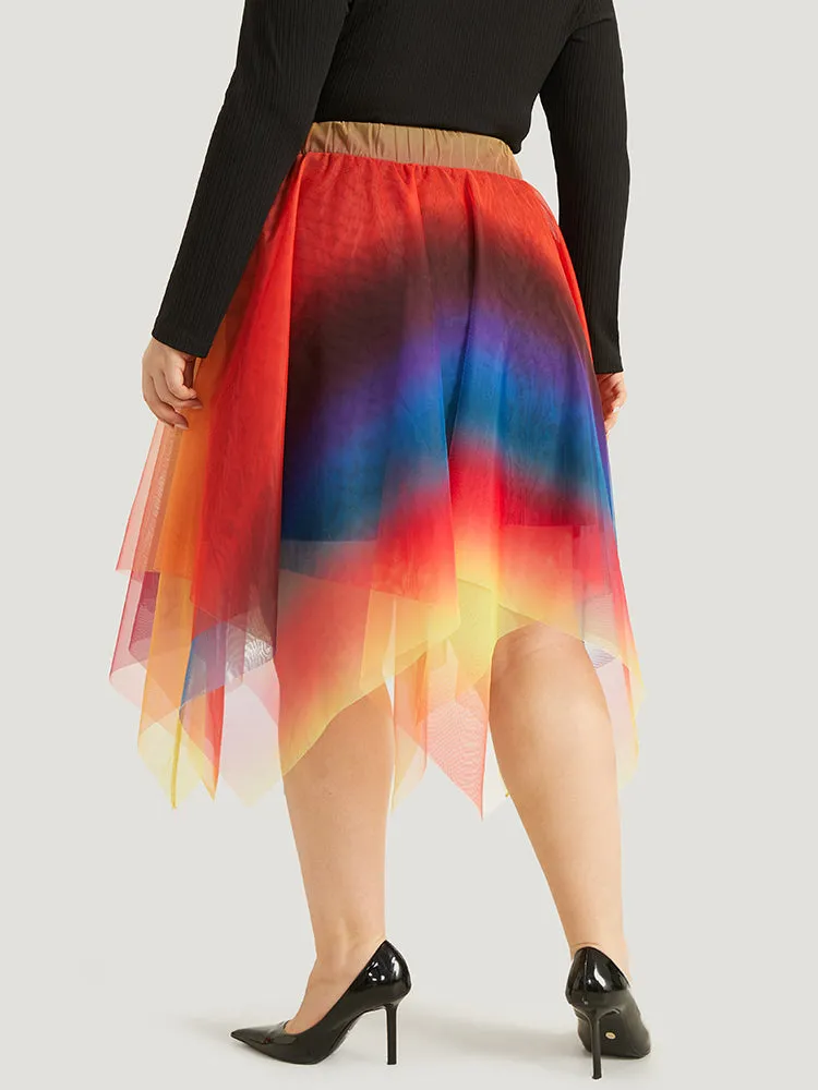 Halloween Ombre Tiered Elastic Waist Hanky Hem Skirt sold by Bloomchic product image thumbnail 5