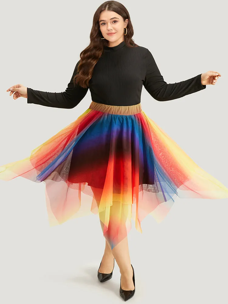 Halloween Ombre Tiered Elastic Waist Hanky Hem Skirt sold by Bloomchic product image thumbnail 2