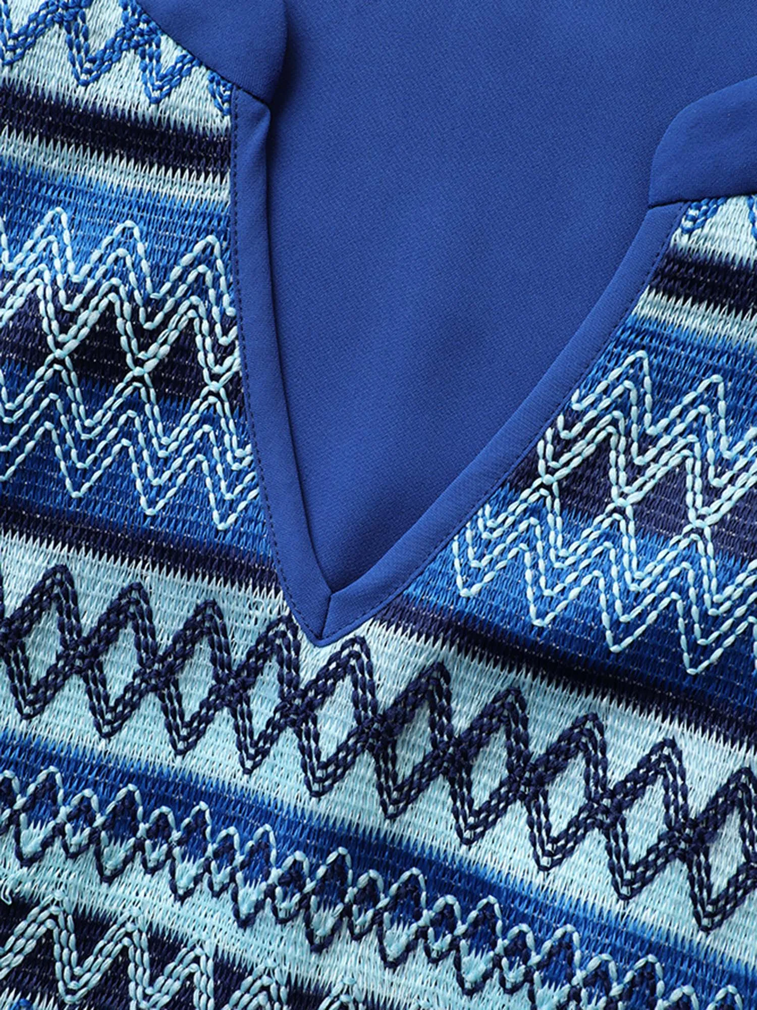 Notched Collar Geometric Patchwork Sleeveless Dress sold by Bloomchic product image thumbnail 5