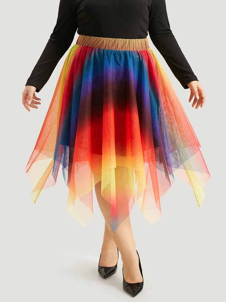 Halloween Ombre Tiered Elastic Waist Hanky Hem Skirt sold by Bloomchic product image thumbnail 3
