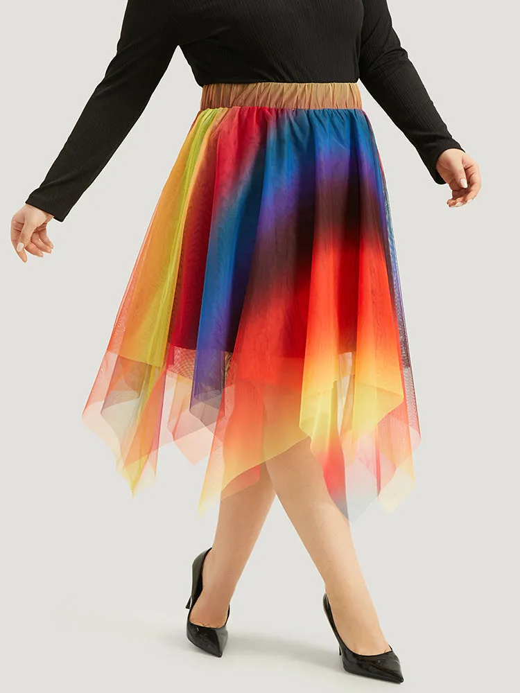 Halloween Ombre Tiered Elastic Waist Hanky Hem Skirt sold by Bloomchic product image thumbnail 4
