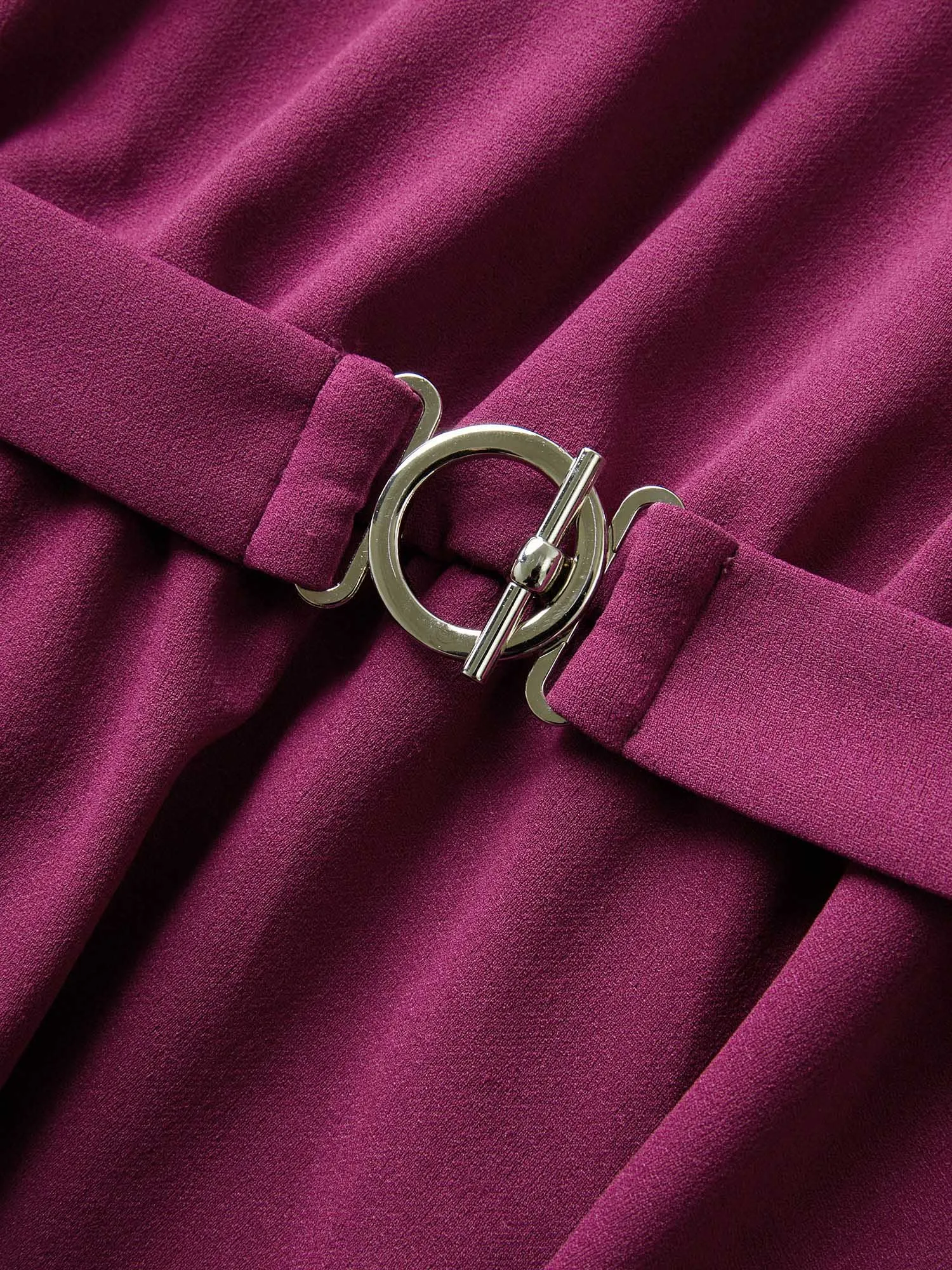 Solid Elastic Waist Flutter Sleeve Buckle Detail Blouse sold by Bloomchic product image thumbnail 5