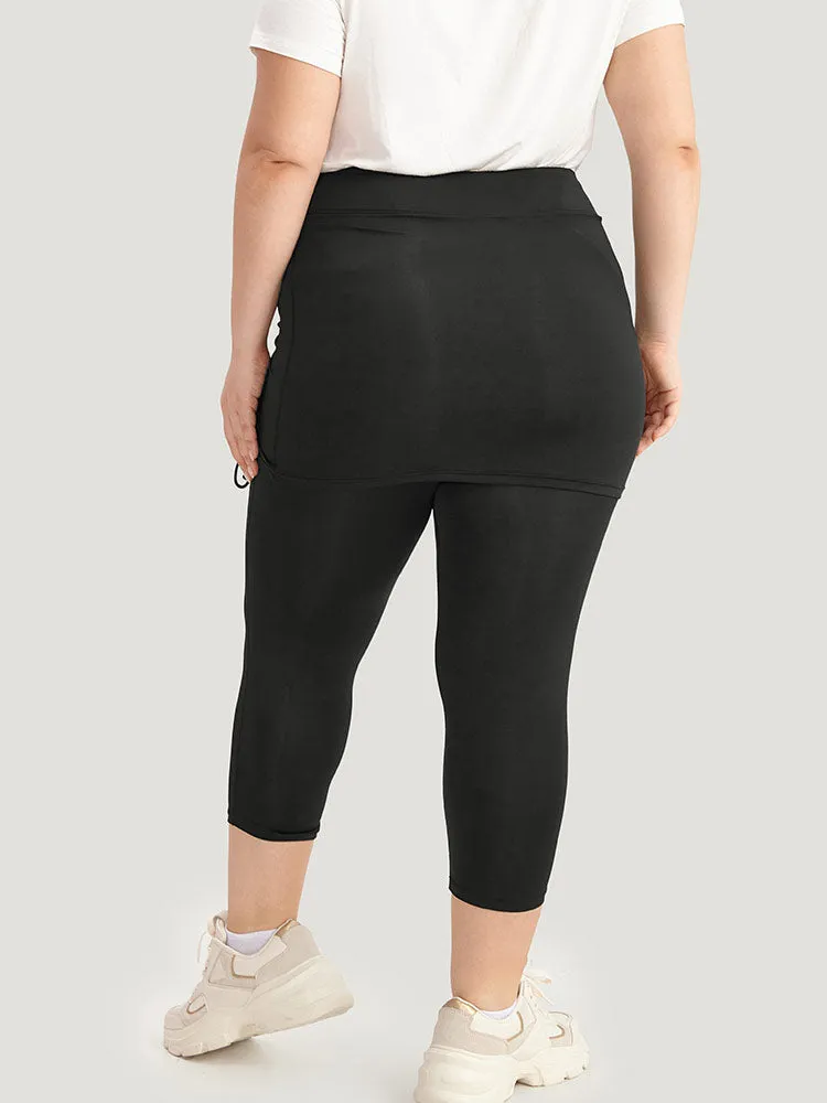 Plain Drawstring Gathered Paperbag Waist Leggings sold by Bloomchic product image thumbnail 4