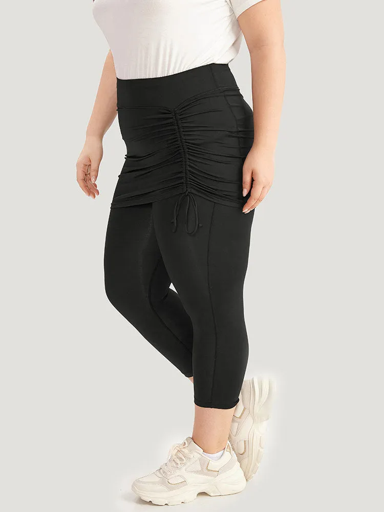 Plain Drawstring Gathered Paperbag Waist Leggings sold by Bloomchic product image thumbnail 2