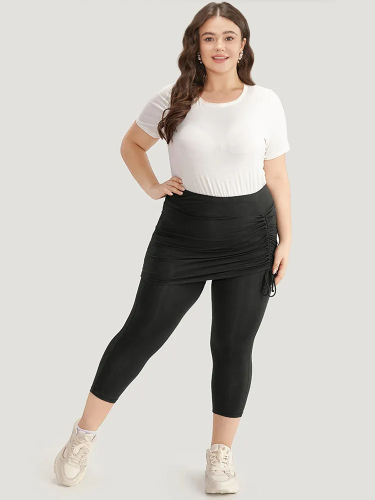 Plain Drawstring Gathered Paperbag Waist Leggings sold by Bloomchic product image thumbnail 3