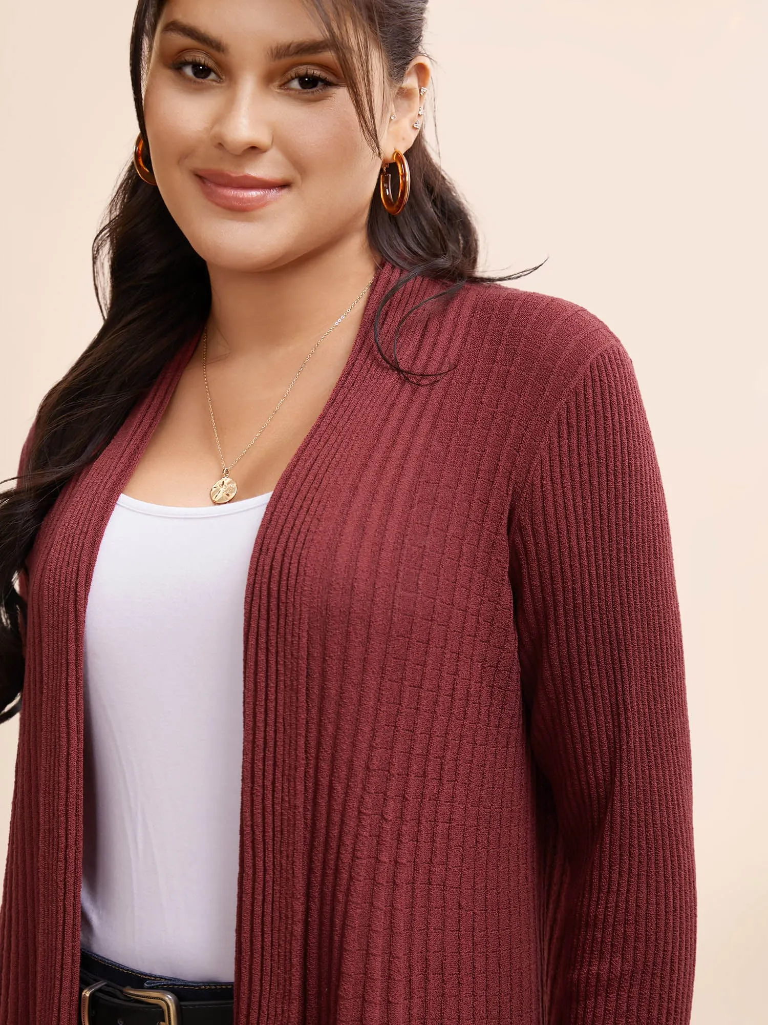 Solid Textured Kimono Collar Cardigan sold by Bloomchic product image thumbnail 4