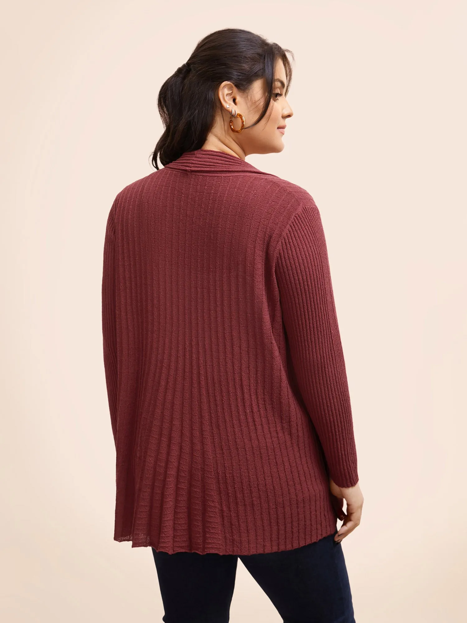 Solid Textured Kimono Collar Cardigan sold by Bloomchic product image thumbnail 2