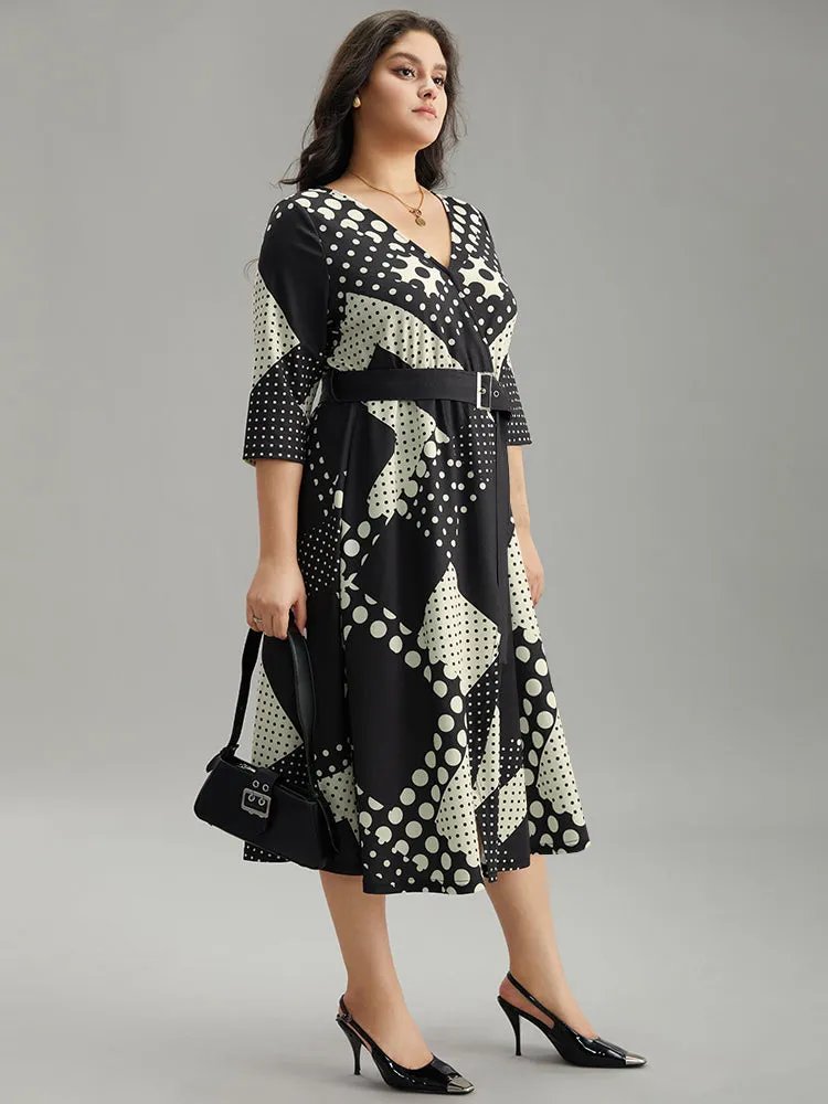 Polka Dot Geometric print Belted Wrap Dress sold by Bloomchic product image thumbnail 3