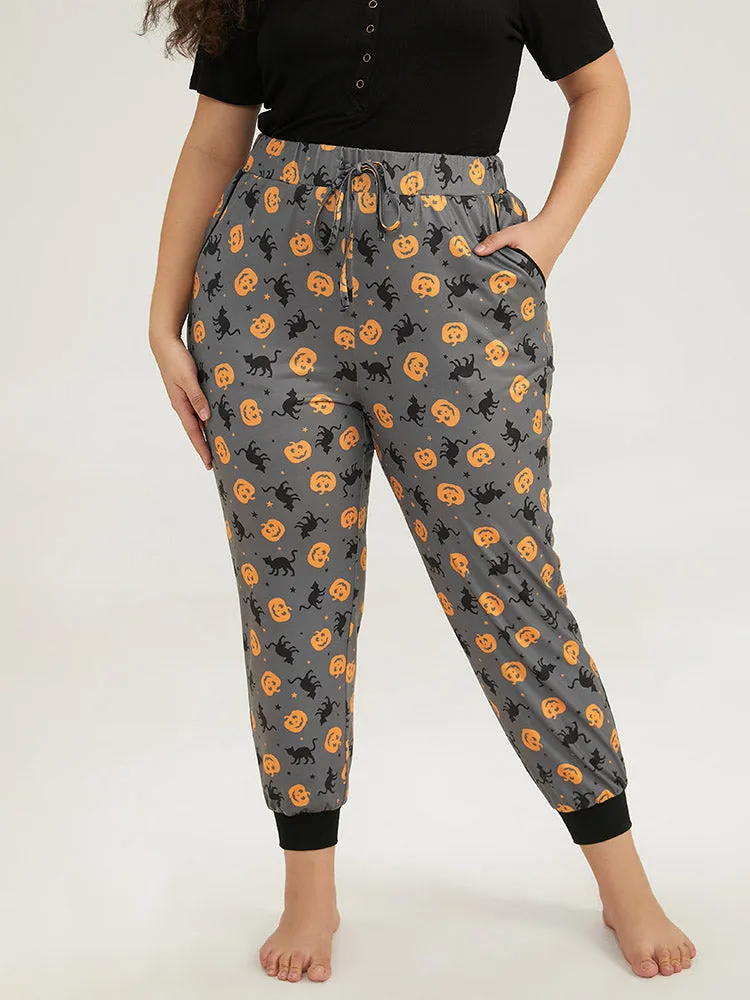 Halloween Print Drawstring Sleep Pants sold by Bloomchic