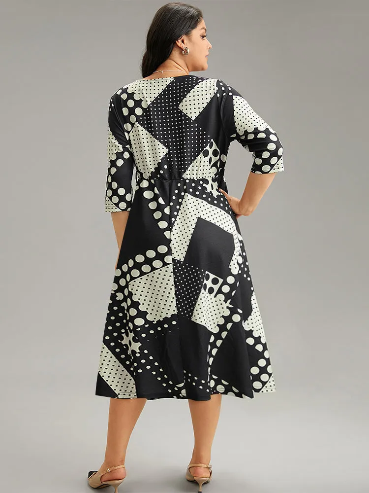 Polka Dot Geometric print Belted Wrap Dress sold by Bloomchic product image thumbnail 4