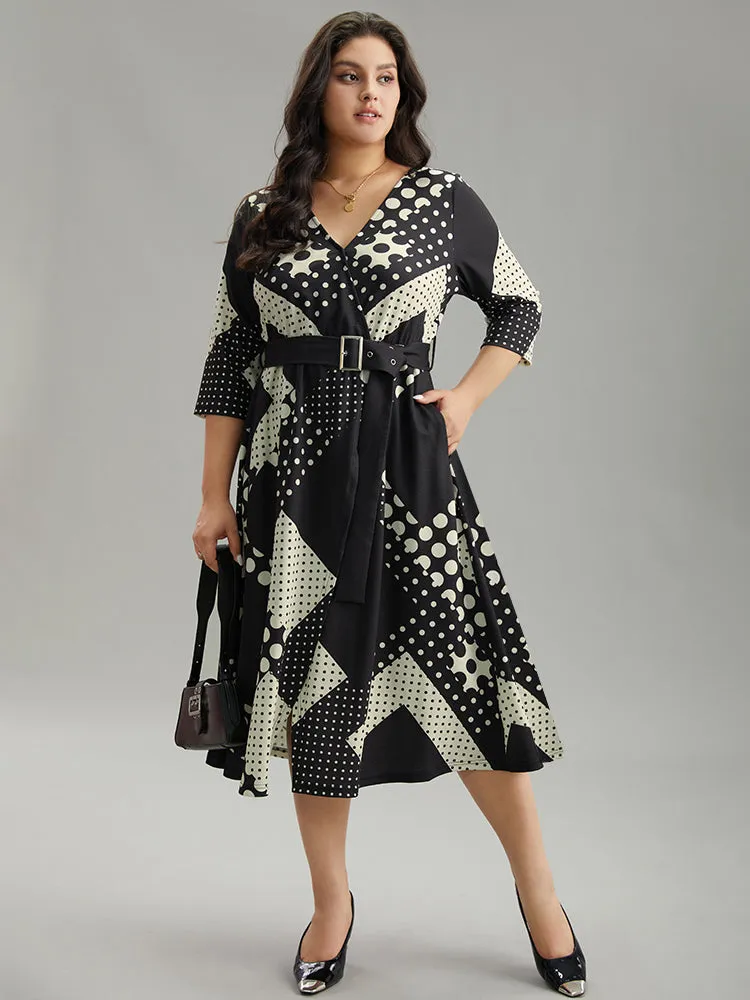 Polka Dot Geometric print Belted Wrap Dress sold by Bloomchic product image thumbnail 2