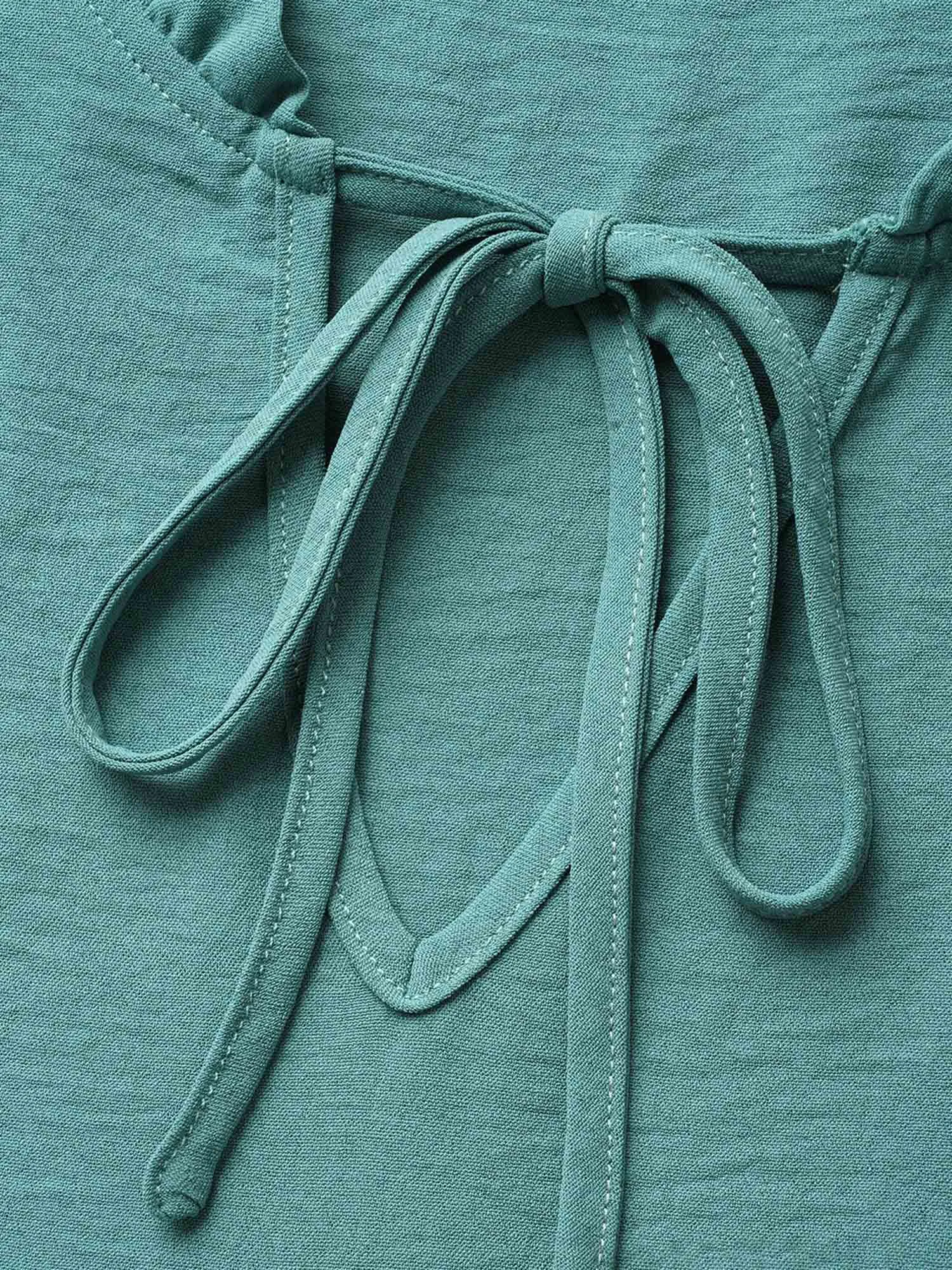 Solid Tiered Ruffles Tie Knot Midi Dress sold by Bloomchic product image thumbnail 5